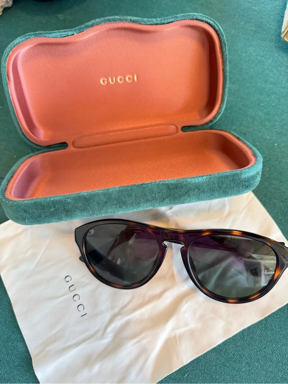 Gucci Tortoiseshell Frame Sunglasses with Dark Lenses
